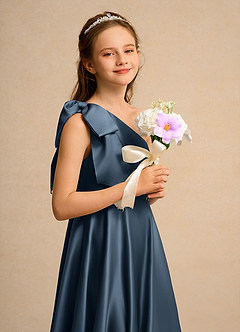 Azazie Guppy Girls Formal Flower Girl Klänningar Klä A-Line i Matt satäng Ena axeln image6