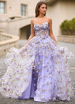 Elara Light Purple 3D Floral Prom Dress image7