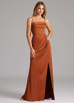 Azazie Aretha Bridesmaid Dresses Cinnamon A-Line Strapless Stretch Satin Convertible Dress image6