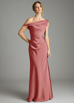Azazie Emerson Robes à essayer chez vous Robe Sirène en Satin extensible Épaules dénudées émeraude image1