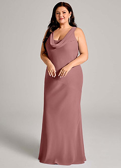 Azazie Rylina Bridesmaid Dresses Desert Rose Mermaid Pleated Chiffon Dress image9