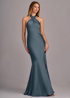 Azazie Lorena Bridesmaid Dresses Twilight Mermaid Pleated Stretch Satin Dress image3