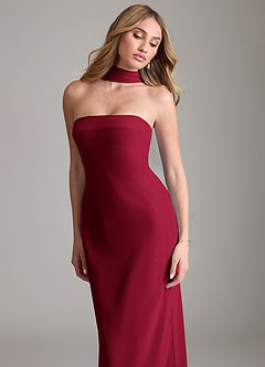 Azazie Lusinda Vestidos de damas de honor Vestido de Borgoña de Gasa de Corte Sirena Convertible con Vestidos sin tirantes image8