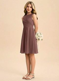 Azazie Skyla Junior Klä av A-Line i Chiffong Plisserad image4