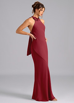 Azazie Velli Bridesmaid Dresses Pomegranate Mermaid Bow Chiffon Dress image4