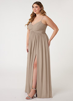 Azazie Alia Brautjungfernkleider A-Linie Plissee Chiffon Kleid Taupe image8