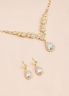 front Zirconia Teardrop Jewelry Set
