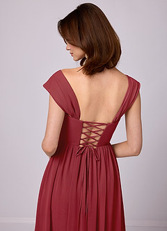 Barbie ♥ Azazie Bridesmaid Dresses Pomegranate A-Line Corset Chiffon Dress image7
