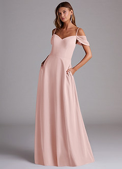 Azazie Marley Bridesmaid Dresses Powder Pink A-Line Off the Shoulder Chiffon Convertible Dress image1