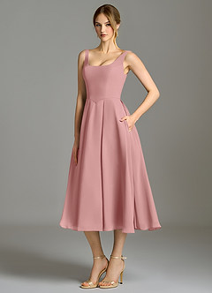 Azazie Amalie Bridesmaid Dresses Dusty Rose A-Line Pleated Chiffon Dress image1