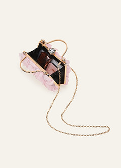 front 3D Floral Embellished Handbag with Rhinestone Top Handle