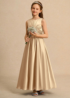 Azazie Ducky Girls Formal Flower Girl Klänningar Klä A-Line i Stretch Satin Plisserad image5