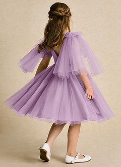 Azazie Duchess Flower Girl Dresses Wisteria A-Line with Sleeves Tulle Dress image3