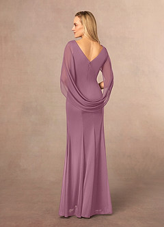 Azazie Belladonna Mother of the Bride Dresses Vintage Mauve Mermaid Scoop Pleated Mesh Dress image4