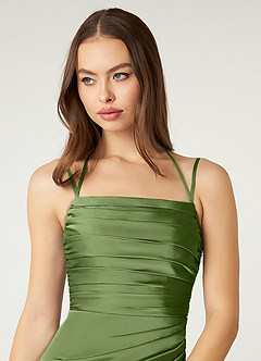 Azazie Desi Bridesmaid Dresses Juniper Sheath Halter Corset Stretch Satin Dress image6