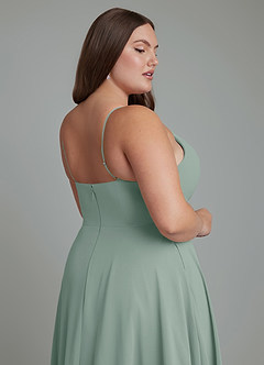 Azazie Amani Bridesmaid Dresses Silver Sage A-Line Pleated Chiffon Dress image13