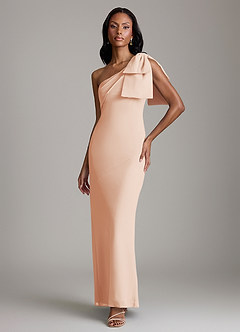 Azazie Yuanna Bridesmaid Dresses English Rose Mermaid One Shoulder Chiffon Dress image1