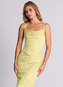 Azazie Sorrel Bridesmaid Dresses Lemon Sorbet Mermaid Corset Floral Burnout Convertible Dress image7