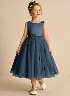 Azazie Pear Flower Girl Dresses Neptune Ball-Gown Bow Tulle Dress image4