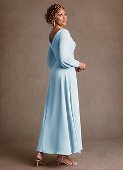 Azazie Paterson Mère de la mariée Robes Robe Trapèze en Mousseline de soie Plissée Bleu Ciel image4