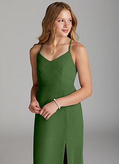 Azazie Becca Junior Olive Mermaid Chiffon Dress image3