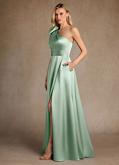 Azazie Easton Kleider für die Brautmutter A-Linie One-Shoulder Stretch-Satin Kleid Agave image2
