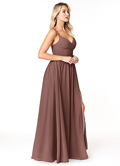 Azazie Chanel Bridesmaid Dresses Espresso A-Line Pleated Chiffon Dress image4