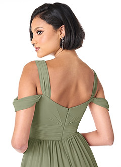 Azazie Lianne Bridesmaid Dresses Pistachio A-Line Off the Shoulder Chiffon Dress image6