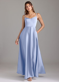 Azazie Marley Bridesmaid Dresses Ice A-Line Off the Shoulder Stretch Satin Convertible Dress image1