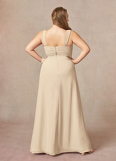 Azazie Weisz Mother of the Bride Dresses Champagne A-Line Square Neckline Pleated Chiffon Dress image6
