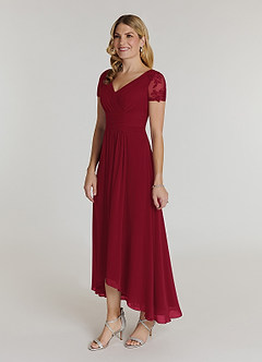 Azazie Thais Kleider für die Brautmutter A-Linie Spitze Chiffon Kleid Burgunderrot image3
