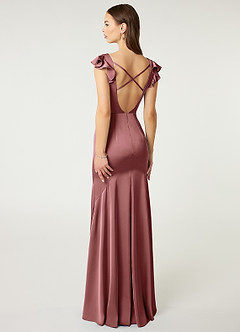 Azazie Vero Bridesmaid Dresses Amethyst Sheath Ruched Stretch Satin Dress image5