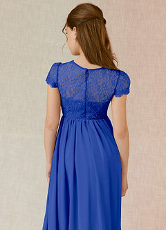 Azazie Delevingne Junior Royal Blue A-Line Lace Chiffon Dress image5