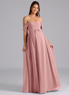 Azazie Saige Abiti da damigella d'onore premaman Abito A-Line Plissettato Chiffon Floor-Length image4