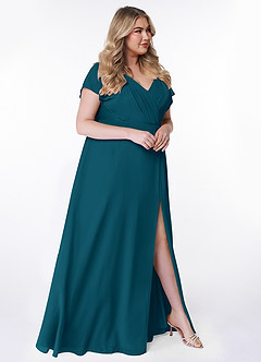 Azazie Rylee Bridesmaid Dresses Ink Blue A-Line Pleated Chiffon Dress image9