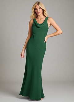 Azazie Rylina Bridesmaid Dresses Dark Green Mermaid Pleated Chiffon Dress image1