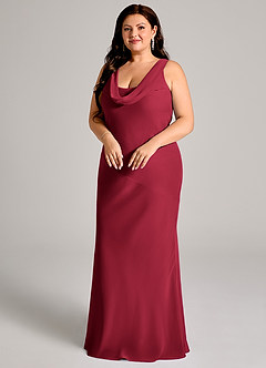 Azazie Rylina Bridesmaid Dresses Burgundy Mermaid Pleated Chiffon Dress image3