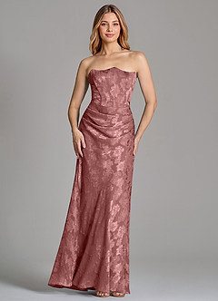 Azazie Ezrena Bridesmaid Dresses Desert Rose Mermaid Strapless Floral Burnout Convertible Dress image4