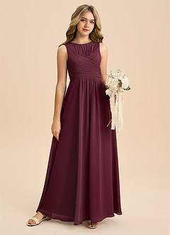 Azazie Skyla Junior Cabernet A-Line Pleated Chiffon Dress image6