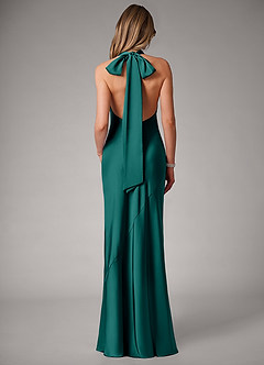 Azazie Velli Bridesmaid Dresses Peacock Mermaid Stretch Satin Dress image5
