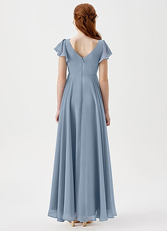 Azazie Caria Junior Dusty Blue A-Line Pleated Chiffon Dress image4