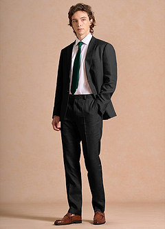 front Harrison Black 100% Linen Suit