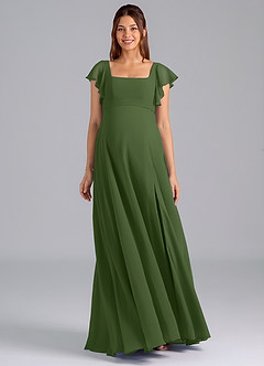 Azazie Bondi Maternity Bridesmaid Dresses A-Line Ruched Chiffon Floor-Length Dress image3