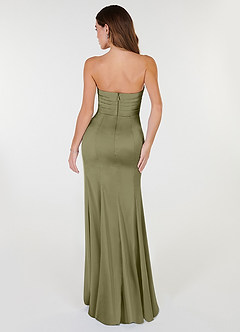 Azazie Yola Bridesmaid Dresses Pistachio Sheath V-Neck Pleated Stretch Satin Convertible Dress image5
