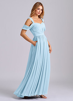 Azazie Koa Brudtärnklänningar Klä av A-Linje i Chiffong Av axeln Himmelsblå image6