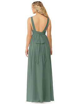 Azazie Kora Bridesmaid Dresses Eucalyptus A-Line Pleated Chiffon Dress image2