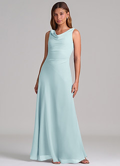 Azazie Nerine Brudtärnklänningar Klä av A-Linje i Chiffong Plisserad Havsglas image3