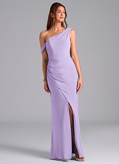 Azazie Madelyn Bridesmaid Dresses Lilac Mermaid Off the Shoulder Chiffon Convertible Dress image1