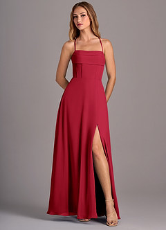 Azazie Carolyn Bridesmaid Dresses Scarlet A-Line Pleated Chiffon Dress image5