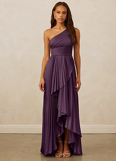 Christian Siriano Bridal for Azazie 1008 Robes de demoiselle d'honneur Robe Trapèze en Satin extensible Ue épaule Prune image1
